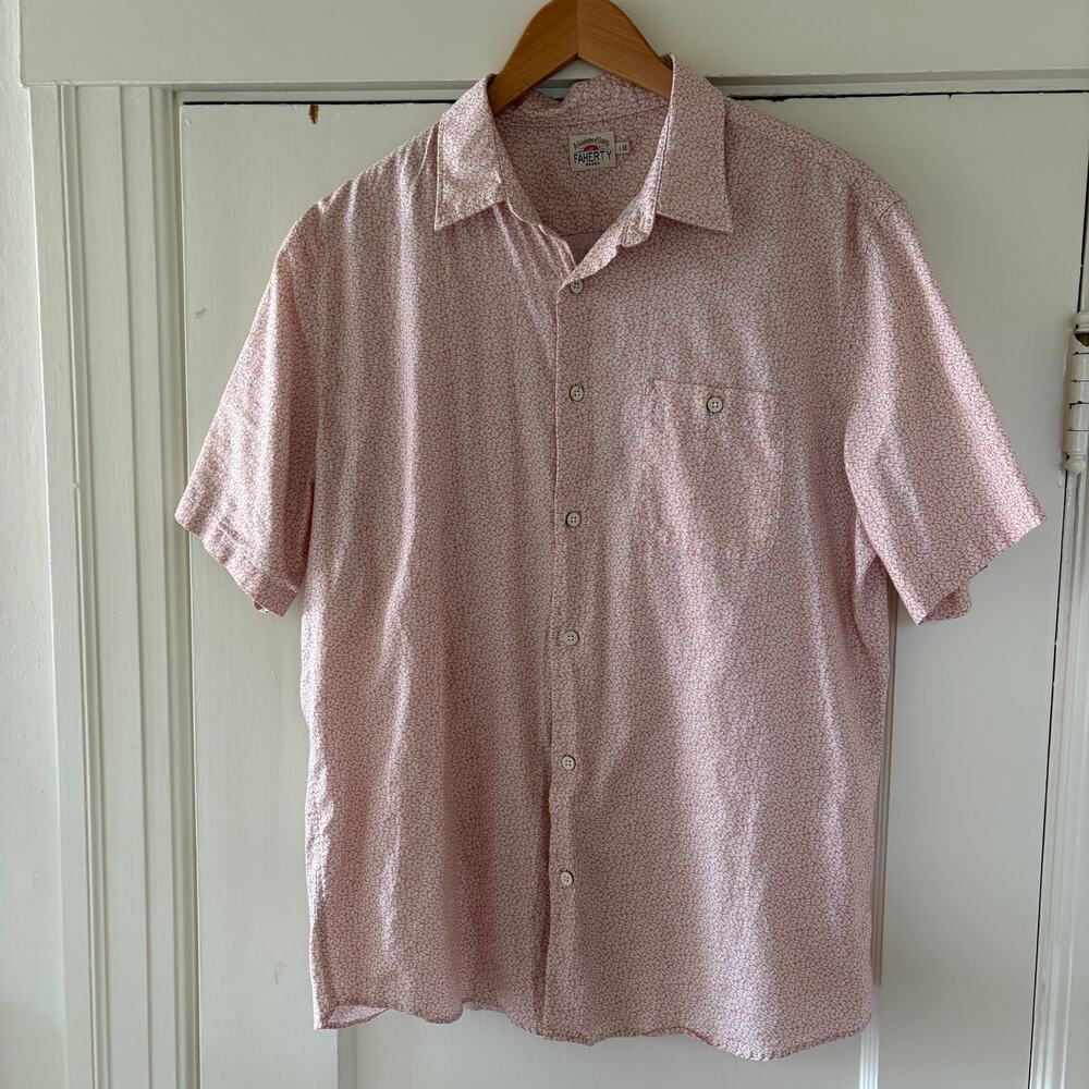 Faherty "Playa Faded Clay" Leaf Shirt | Size: Large
